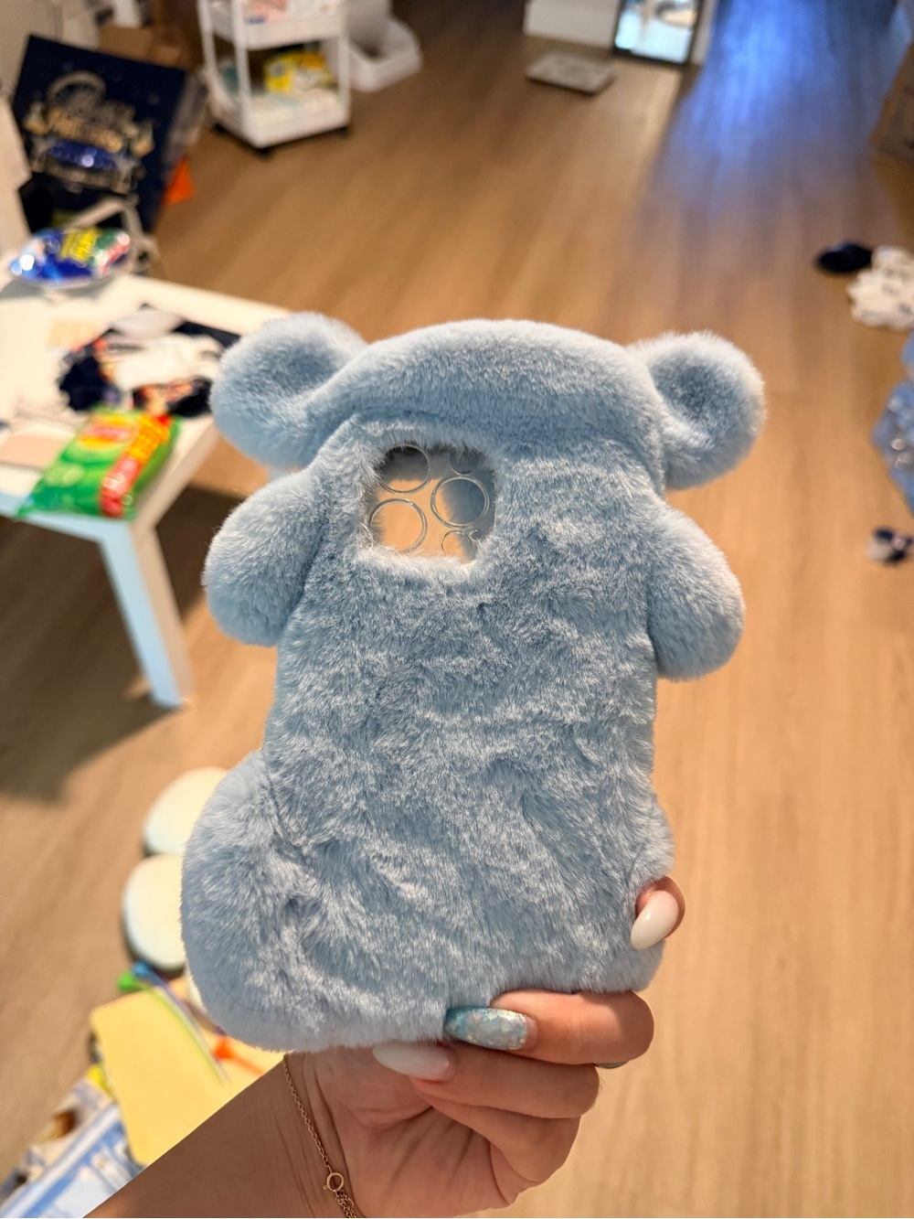Plush Bear Phone Case in Light Blue